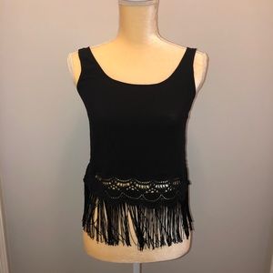 Black fringe tank top